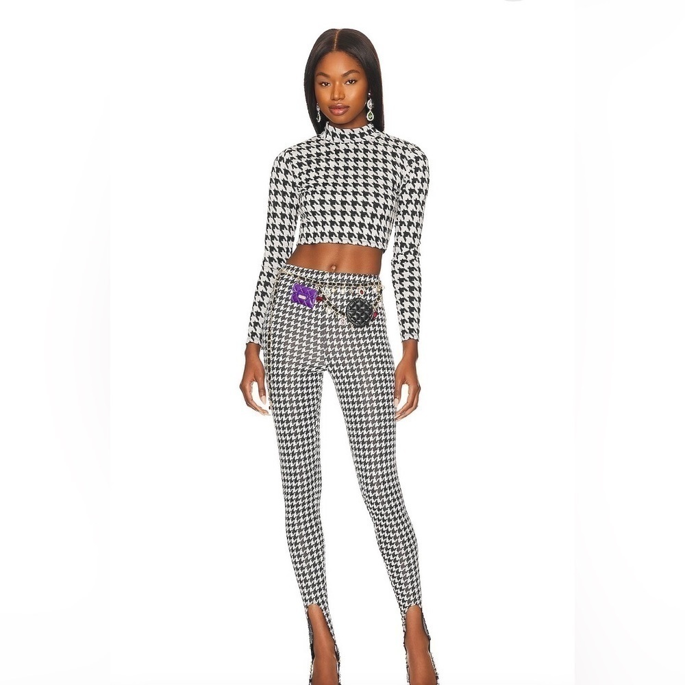 Lovers & Friends Houndstooth Griffith Leggings Black White Size XXS